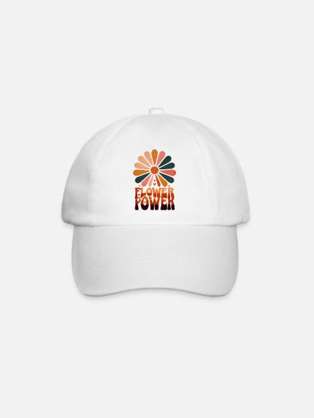 Flower Power Retro Sonnenaufgang - Baseballkappe - Weiß/Weiß