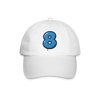 Blauer Zahl 8 Ballon Illustration - Baseballkappe - Weiß/Weiß - Vorne