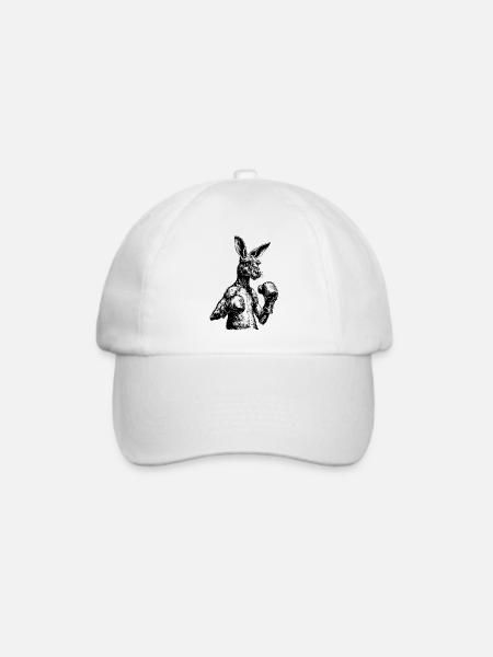 Känguru mit Boxhandschuhen schwarz :) - Baseballkappe - Weiß/Weiß