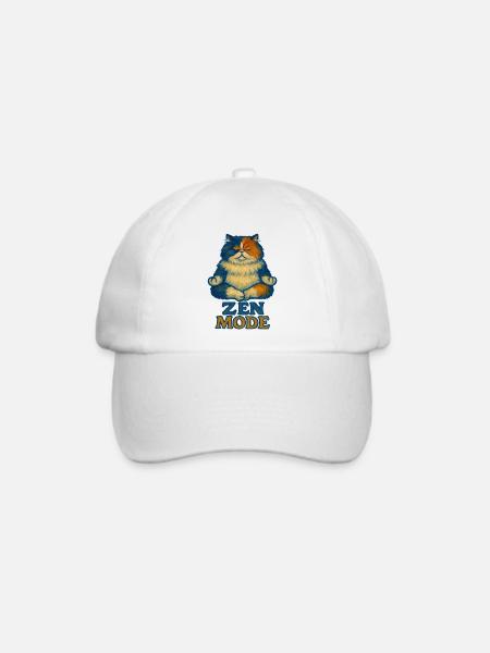 Zen-Katze im Ruhemodus - Baseballkappe - Weiß/Weiß