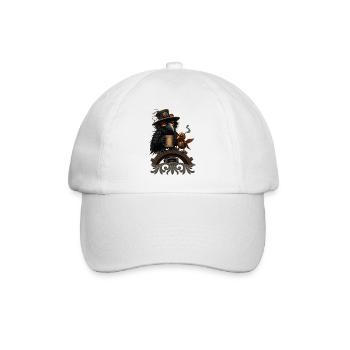 Steampunk Rabe mit Becher - Baseballkappe - Weiß/Weiß - Vorne