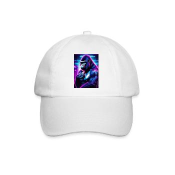 Neon Gorilla im CyberpunkStil - Baseballkappe - Weiß/Weiß - Vorne