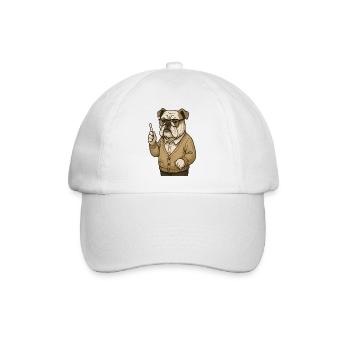 Bulldoggenlehrer mit Kreide-Retro-Klassenzimmer-Cartoon - Baseballkappe - Weiß/Weiß - Vorne