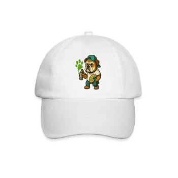 Graffiti-Bulldoggen-Maskottchen mit Sprühfarbe - Baseballkappe - Weiß/Weiß - Vorne