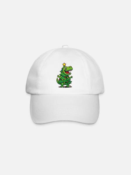 Tree-Rex – Retro Weihnachten Wortspiel T-Rex Dino - Baseballkappe - Weiß/Weiß