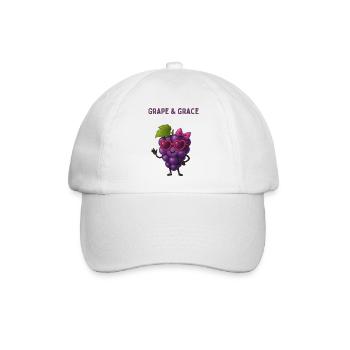 Grape  Grace - Traube mit Herzbrille  - Baseballkappe - Weiß/Weiß - Vorne