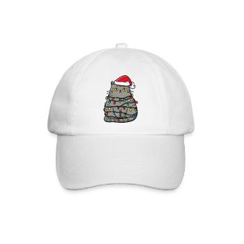 Tollpatschige Katze Weihnachten - Baseballkappe - Weiß/Weiß - Vorne