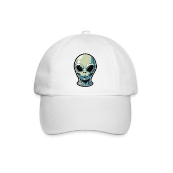 Alien Kopf Illustration - Baseballkappe - Weiß/Weiß - Vorne
