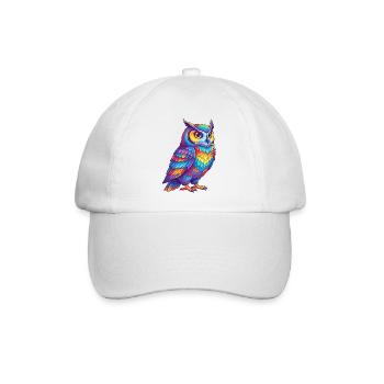 Bunte Eulen-Regenbogen-Pop-Art-Aquarell - Baseballkappe - Weiß/Weiß - Vorne