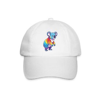 Buntes Koala-Regenbogen-Pop-Art-Aquarell - Baseballkappe - Weiß/Weiß - Vorne
