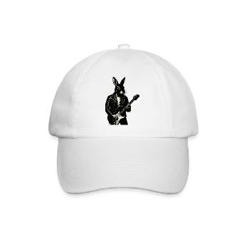 Rabbit in Leather spielt Gitarre - Baseballkappe - Weiß/Weiß - Vorne