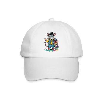 Ratten-Skater Sewer Crew - Baseballkappe - Weiß/Weiß - Vorne