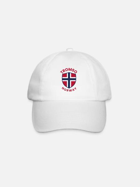 Tromsø-Schild: Norwegische Flagge - Baseballkappe - Weiß/Weiß