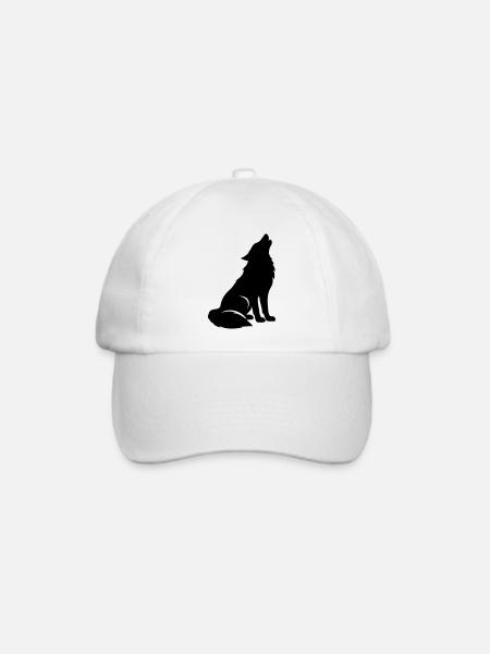 Wolf Silhouette - Baseballkappe - Weiß/Weiß