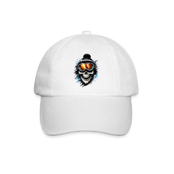 Skull Snowboarder mit Snowboardbrille - Baseballkappe - Weiß/Weiß - Vorne