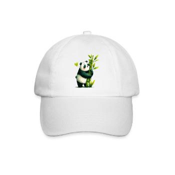 Panda Kuschel mit Bambus - Baseballkappe - Weiß/Weiß - Vorne