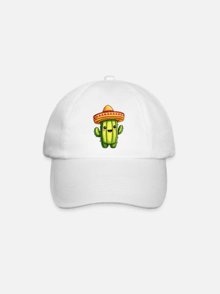 Kaktus mit Sombrero – kawaii Cactus - Baseballkappe - Weiß/Weiß