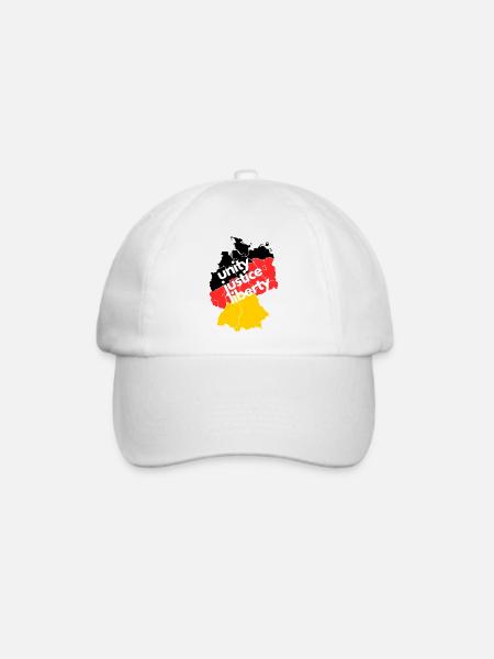 Deutschlandkarte - Einigkeit, Recht & Freiheit - Baseballkappe - Weiß/Weiß