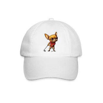 Chihuahua Golfspieler - Baseballkappe - Weiß/Weiß - Vorne