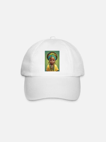Afro-Porträt Kind in leuchtender Farbe - Baseballkappe - Weiß/Weiß