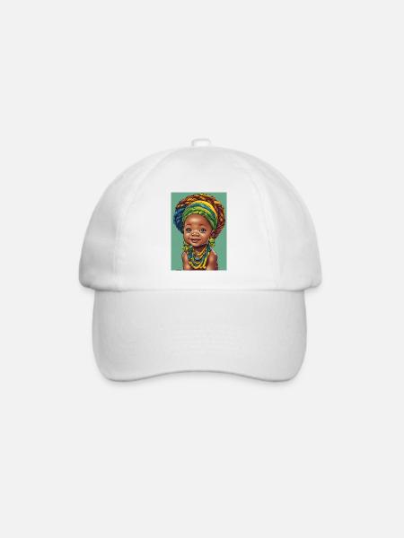 Afrikanisches Baby mit bunten Stoffen - Baseballkappe - Weiß/Weiß