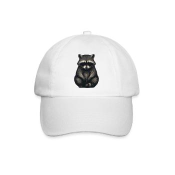 Trauriger Waschbär im Nachtwald Stil - Baseballkappe - Weiß/Weiß - Vorne