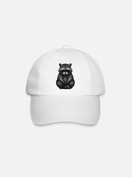Trauriger Waschbär im Nachtwald Stil - Baseballkappe - Weiß/Weiß