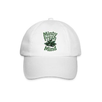 Frischer Kopf | Minze Kräuter Garten Humor - Baseballkappe - Weiß/Weiß - Vorne