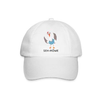 SEH-MÖWE – Lustige Möwe mit Brille Cartoon - Baseballkappe - Weiß/Weiß - Vorne