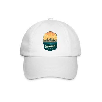 Budapester Parlament Vintage Sunset Abzeichen - Baseballkappe - Weiß/Weiß - Vorne