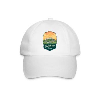 Salzburger Festung Retro Sonnenuntergangsabzeichen - Baseballkappe - Weiß/Weiß - Vorne