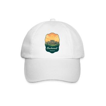 Bukarester Parlament Vintage Sunset Badge - Baseballkappe - Weiß/Weiß - Vorne