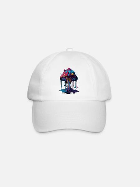 Psychedelischer Leuchtpilz Wald - Baseballkappe - Weiß/Weiß