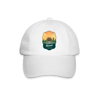 Hanoi Vietnam Vintage Sunset Reiseabzeichen - Baseballkappe - Weiß/Weiß - Vorne