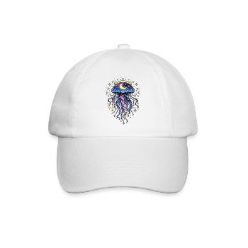 Quallen, kosmische Galaxie, Mond und Sterne - Baseballkappe - Weiß/Weiß - Vorne