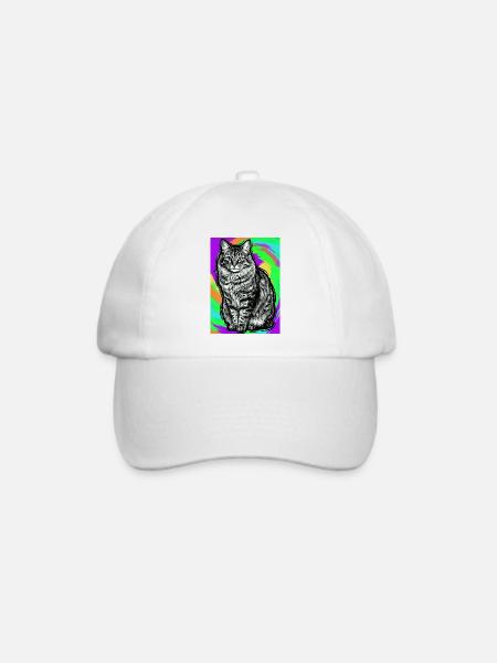 Katze - Baseballkappe - Weiß/Weiß