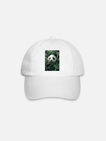 Panda im Cannabisblatt Traum - Baseballkappe - Weiß/Weiß