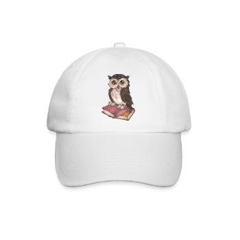 Niedliche Lesende Eule Bücherwurm Geschenk Bücher - Baseballkappe - Weiß/Weiß - Vorne
