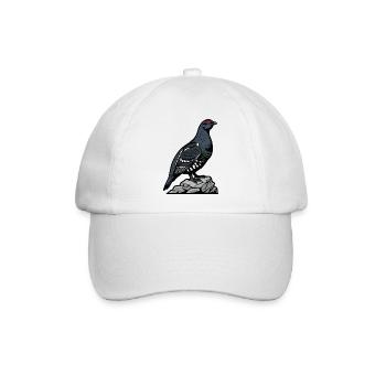 Schwarze Waldschnepfe auf Felsen - Baseballkappe - Weiß/Weiß - Vorne