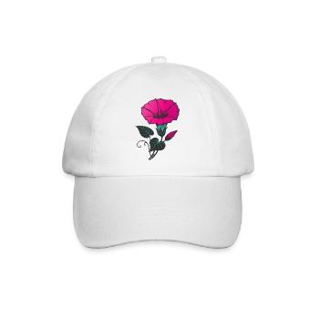 Pink Blume Floral Vintage Natur Design  - Baseballkappe - Weiß/Weiß - Vorne