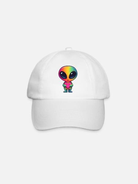 Regenbogenalien Herzfreund - Baseballkappe - Weiß/Weiß