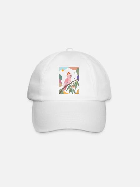 Rosa Kakadu Papagei Vogel Design - Baseballkappe - Weiß/Weiß