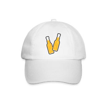 2 Flaschen Stoßen An (Bier / Limonade / POS 2C) - Baseballkappe - Weiß/Weiß - Vorne