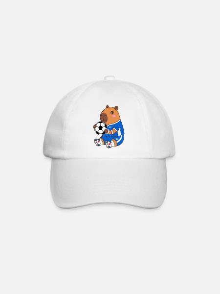 Capy Soccer Maskottchen-Trikot – Bekleidungsgeschenke - Baseballkappe - Weiß/Weiß