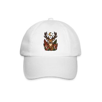 Hirsche unter dem Mond und Herbstlaub - Baseballkappe - Weiß/Weiß - Vorne