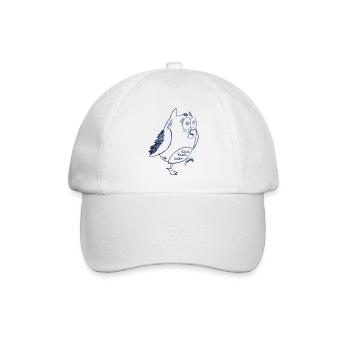 Blauer Sketchvogel mit Kulleraugen - Baseballkappe - Weiß/Weiß - Vorne