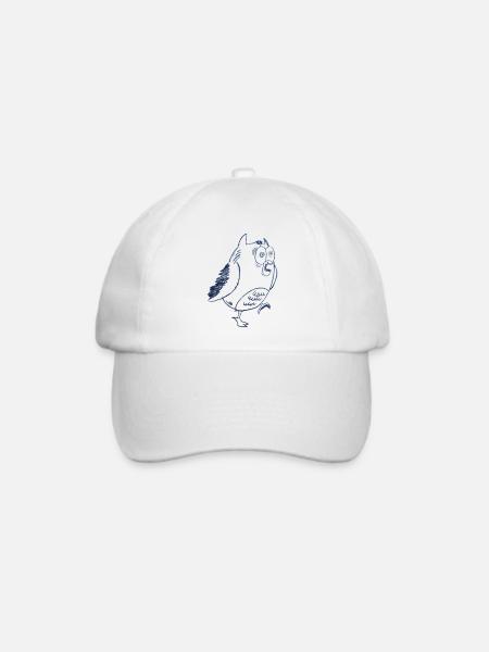 Blauer Sketchvogel mit Kulleraugen - Baseballkappe - Weiß/Weiß