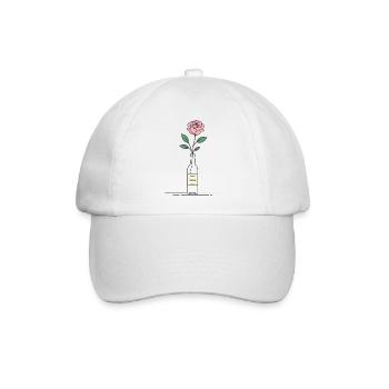 Rosé Rose in Weinflasche - Baseballkappe - Weiß/Weiß - Vorne