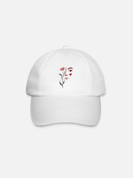 Abstraktes Blumengesicht - Baseballkappe - Weiß/Weiß