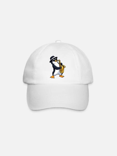 Pinguin mit Saxophon - Baseballkappe - Weiß/Weiß